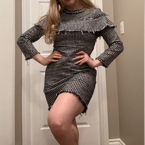 Tweed Houndstooth Mini Dress - Picture 1 of 7